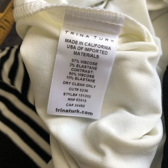 𝅺TRINA Turk off white cream and black striped  lined skirt‎ size large #s1107 - Picture 7 of 7